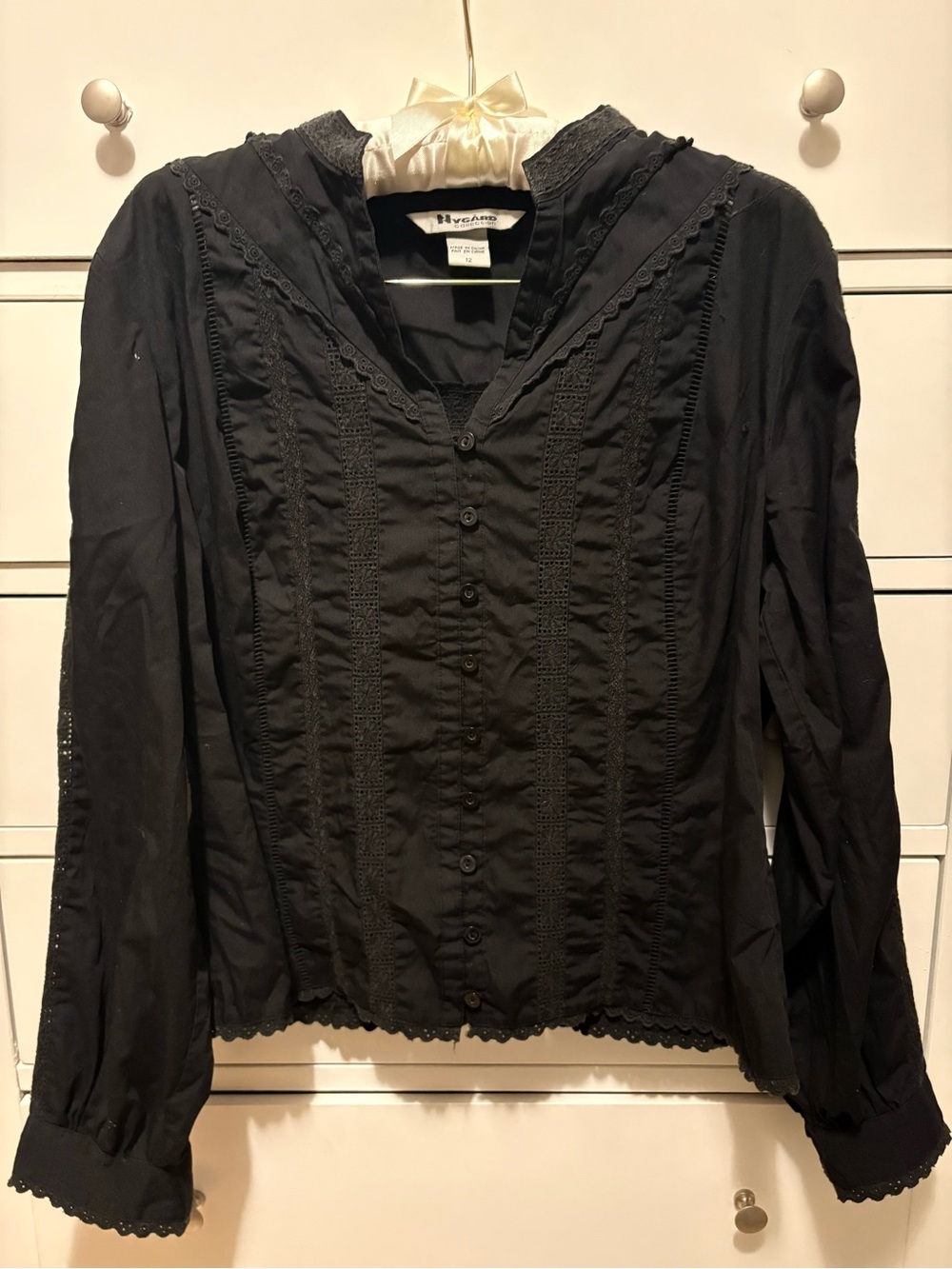 Black Lace-Trim Button-Front Jacket